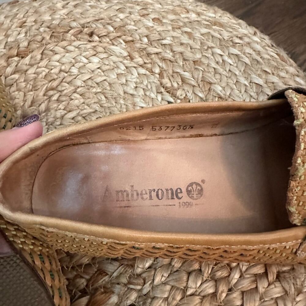 Amberone Woven Leather Loafers – Tan Multicolor Basketweave – Size 36 1/2 US 6 - Picture 9 of 10